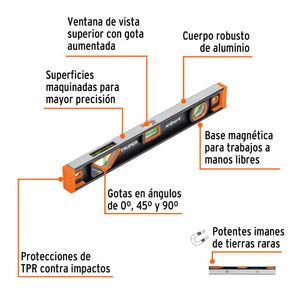 Nivel de Aluminio 18" Magnético Truper 14625