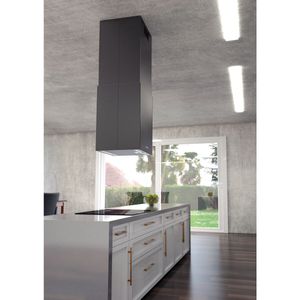 Campana de Isla Tramontina Square Isla 40 Silent de acero inoxidable Black Steel