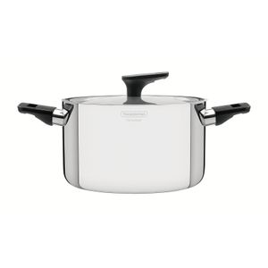 Cacerola Grano Baquelite honda de acero inoxidable con cuerpo triple, tapa y asas de baquelita de 20 cm y 3,8 L Tramontina