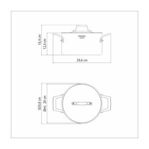 Cacerola Tramontina Grano honda de acero inoxidable cuerpo triple con tapa y asas 20 cm 3,8 L