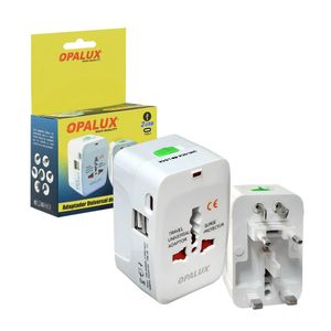 Adaptador Enchufe-Multiple Viajero con 2 Entradas USB y 1 Tipo C - OP-931E