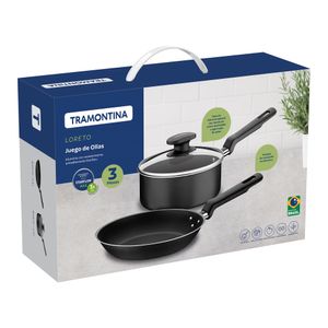 Juego TRAMONTINA Loreto 3pzas Cacerola 18cm + Sartén 24cm