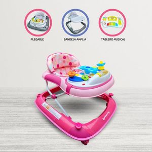Andador Para Bebé musical plegable «PIANO» Pink