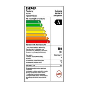FRIGOBAR INDURAMA 122 L RI159CR ACERO