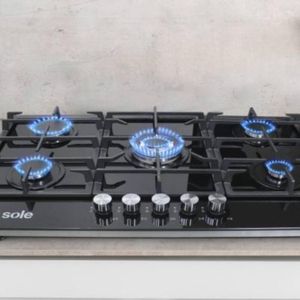 ENCIMERA VIDRIO TEMPLADO A GAS 77CM 5H SOLCO058V2 SOLE