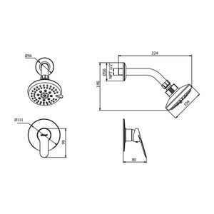 Monocomando de ducha Tahití con salida de ducha Buzios Light