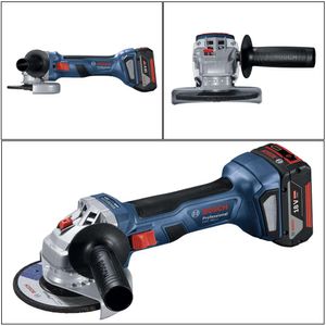 Amoladora inalámbrica 18V profesional GWS 180-LI + 2 baterías +Maletín