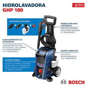 Combo Hidrolavadora Alta Presión 1800psi Ghp180 Aspiradora inalámbrica Bosch