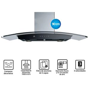 Campana Extractora Tipo Chimenea de 90cm Indurama CEI-90NEVC