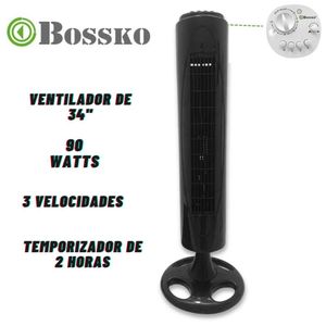 Ventilador de Torre BOSSKO BK 8228VT de 34 pulgadas Negro