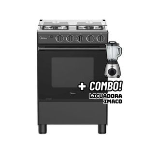 COCINA DE PIE MIDEA A GAS 4 HORNILLAS NEGRO MGS24FS2LFABBC-PE + LICUADORA IMACO