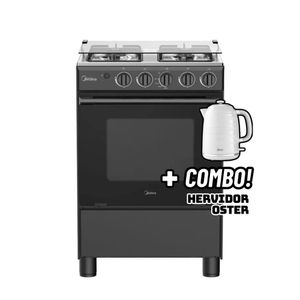 COCINA DE PIE MIDEA A GAS 4 HORNILLAS NEGRO MGS24FS2LFABBC-PE + HERVIDOR OSTER BLANCO