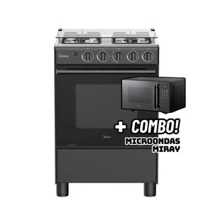 COCINA DE PIE MIDEA A GAS 4 HORNILLAS NEGRO MGS24FS2LFABBC-PE + MICROONDAS HMM-21N