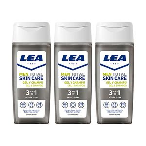 Gel Y Shampoo Lea 3 En 1 Frasco 300ml Carbón Activo 3 Unid