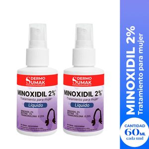 Locion Minoxidil 2% Mujer 60ml Dermo Sumak 2und