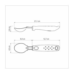 Cuchara para Helado Tramontina Utilitá con Lámina en Acero Inoxidable y Mango de Polipropileno Negro