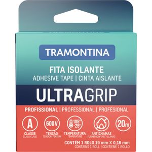 Cinta Aislante Clase A 0,18 x 19 mm Tramontina Negra 20 m