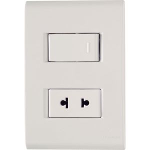 Interruptor 10 A 250 V y Enchufe 2P 10-15 A 250 V Tramontina Liz Blanco