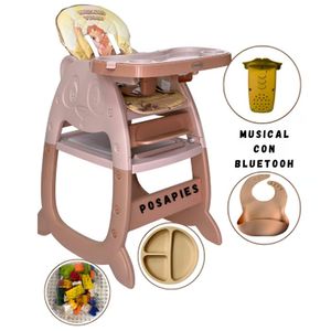 Silla de Comer Carpeta Panda Musical 3 en 1 Beige