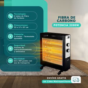 Estufa Eléctrica Fibra de Carbono KENDAL 4 tubos Potencia 2200W Cobertura 30m2