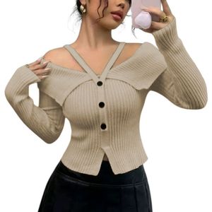 Sueter Mujer Hilo 3Botones 359G-26 Color Vainila
