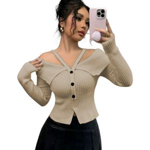 Sueter Mujer Hilo 3Botones 359G-26 Color Vainila