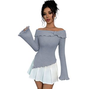Sueter Mujer Hilo Flor Mlarga 359G-26 Color Gris