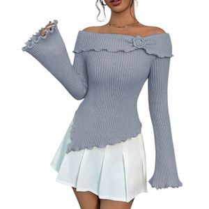 Sueter Mujer Hilo Flor Mlarga 359G-26 Color Gris