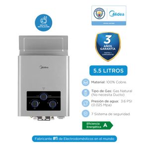 Calentador de Agua a Gas Tiro Natural 5.5L GN Gris
