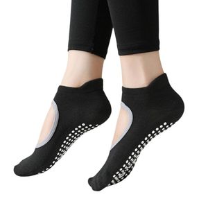 Medias Antideslizantes Deportivas Open Top Marinera Danza Yoga Pilates Fitbox - Negro