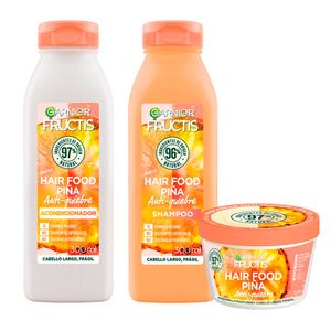 Pack FRUCTIS Shampoo Piña 300ml + Acondicionador Piña 300ml + Crema Tratamiento Capilar Piña 350ml