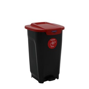 Basurero Tramontina T-Force Recolección Selectiva Plástico en Polipropileno Negro y Rojo 50 L