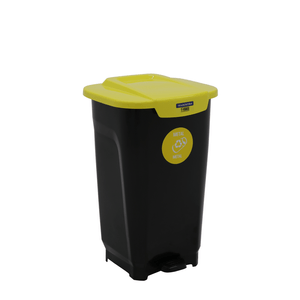 Basurero Tramontina T-Force Recolección Selectiva Metal en Polipropileno Negro y Amarillo 50 L