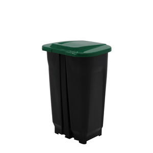 Basurero Tramontina T-Force Recolección Selectiva Vidrio en Polipropileno Negro y Verde 50 L