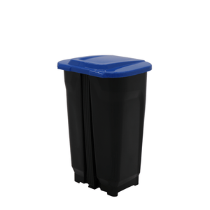 Basurero Tramontina T-Force Recolección Selectiva Papel en Polipropileno Negro y Azul 50 L