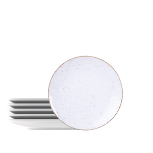 Kit Plato Postre Tramontina  Rústico Marrón en Porcelana Decorada 21 cm 06 Piezas
