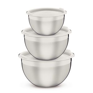 Juego de potes Tramontina Cucina de acero inoxidable con tapa plástica, 3 piezas