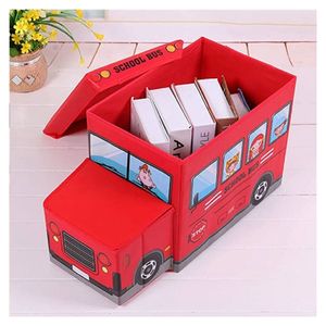 Caja Organizadora Juguetes Ropa Puff Bus Niños Niñas Multiuso Rojo