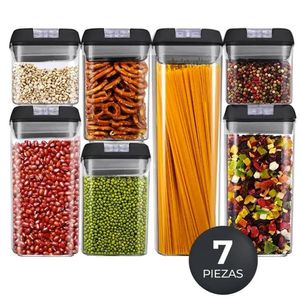 Set 7 Contenedores con Tapa Hermética Almacenamiento de Alimentos