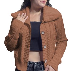 Chompa Mujer Hilo Camisero De Peluche 359G-25 Color Caramelo