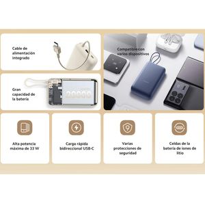 PowerBank XIAOMI 20000 mAh de Carga Rápida 33W Blue (Cable Integrado)