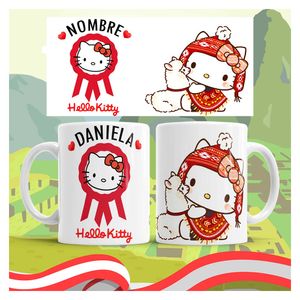 Taza Grande de Loza Diseño Fiestas Patrias Hello Kitty 15oz 117