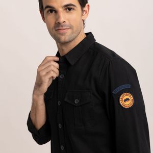 Camisa Hombre Manga Larga Wash Patch Amc