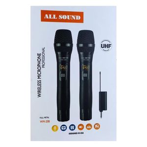 Microfono Inalambrico Doble UHF Metal ALL SOUND WM-20B Negro