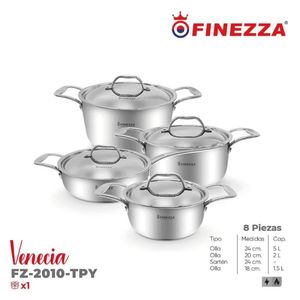 Juego de Ollas de 8 Piezas Finezza Acero Inoxidable FZ-2010TPY