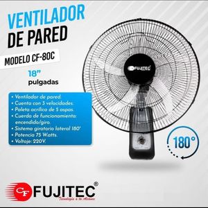 Ventilador De Pared Fujitec 18"  75 Watts cf-80 Negro