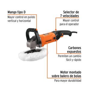 Pulidora Profesional Truper PULA-7A3-2 7 Pulgadas de 1200 W 220 V