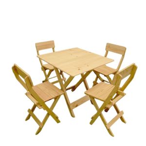 Mesa Plegable de Madera con 4 Sillas - Juego de Comedor Compacto