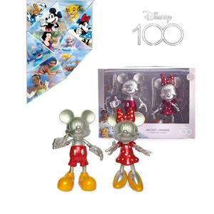Set de Figuras Articulables Mickey y Minnie Platinado
