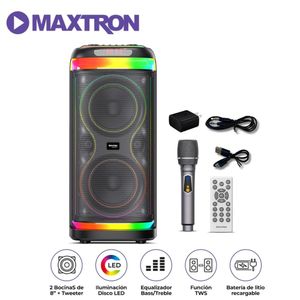 Torre de Audio Maxtron Hypnotic MX 808 USB BT TWS LED RGB Micrófono